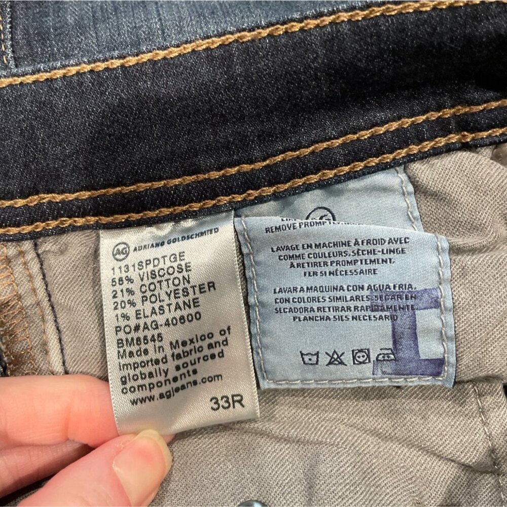 AG Adriano Goldschmied Mens 33x34 The Matchbox Slim Straight Jean Dark Blue Wash - Picture 3 of 10